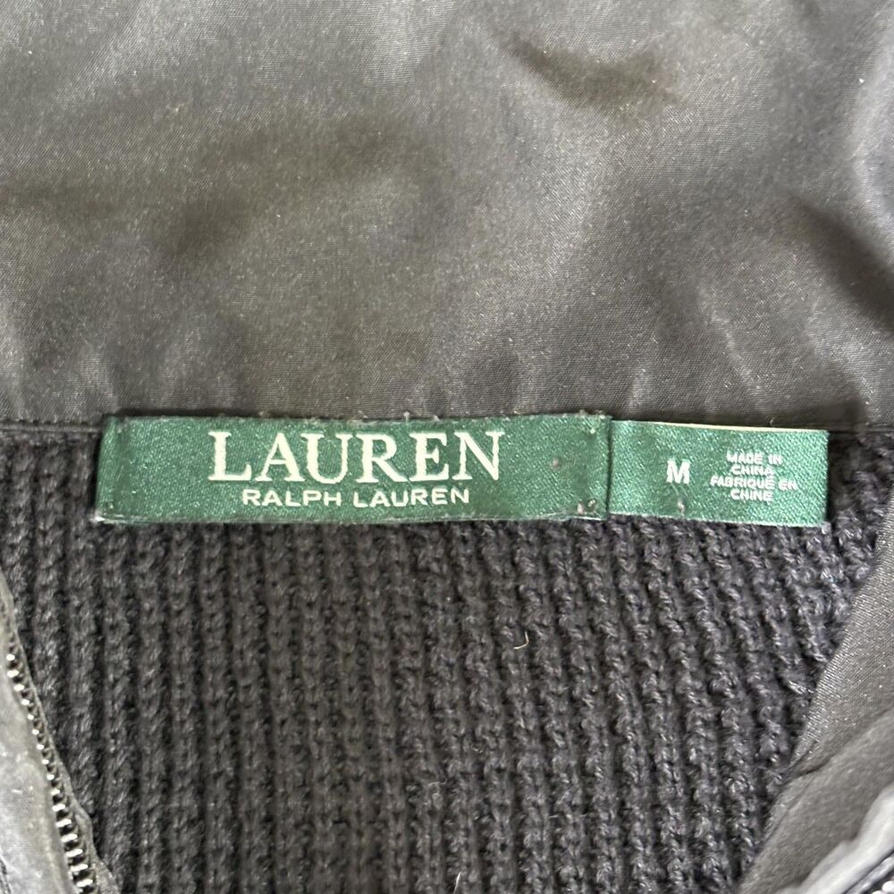 Lauren Ralph Lauren Sweater Womens Medium Quarter Zip Waffle Knit Patch‎ Pockets - Picture 6 of 10